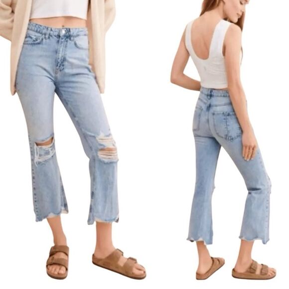 Urban Outfitters BDG Wilco Destroyed High-Waisted Cropped Flare Jeans sz 25 - Picture 1 of 16